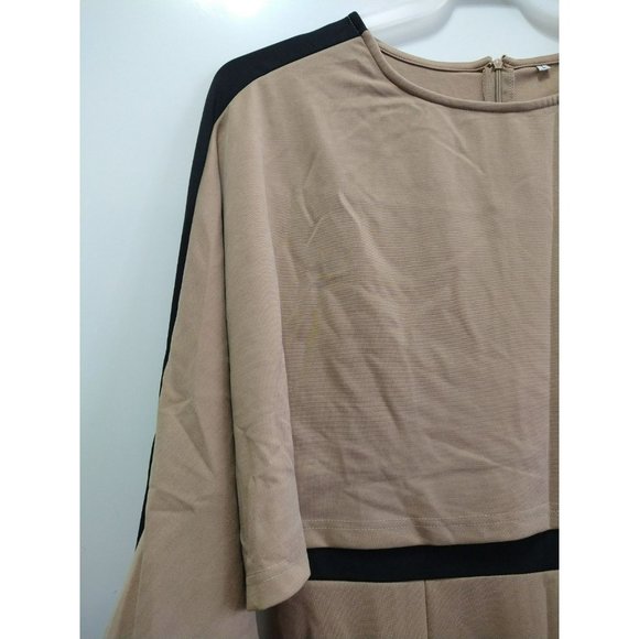 Modest Elegant Beige cape Work Dress with long sleeves Size XL - Picture 7 of 11